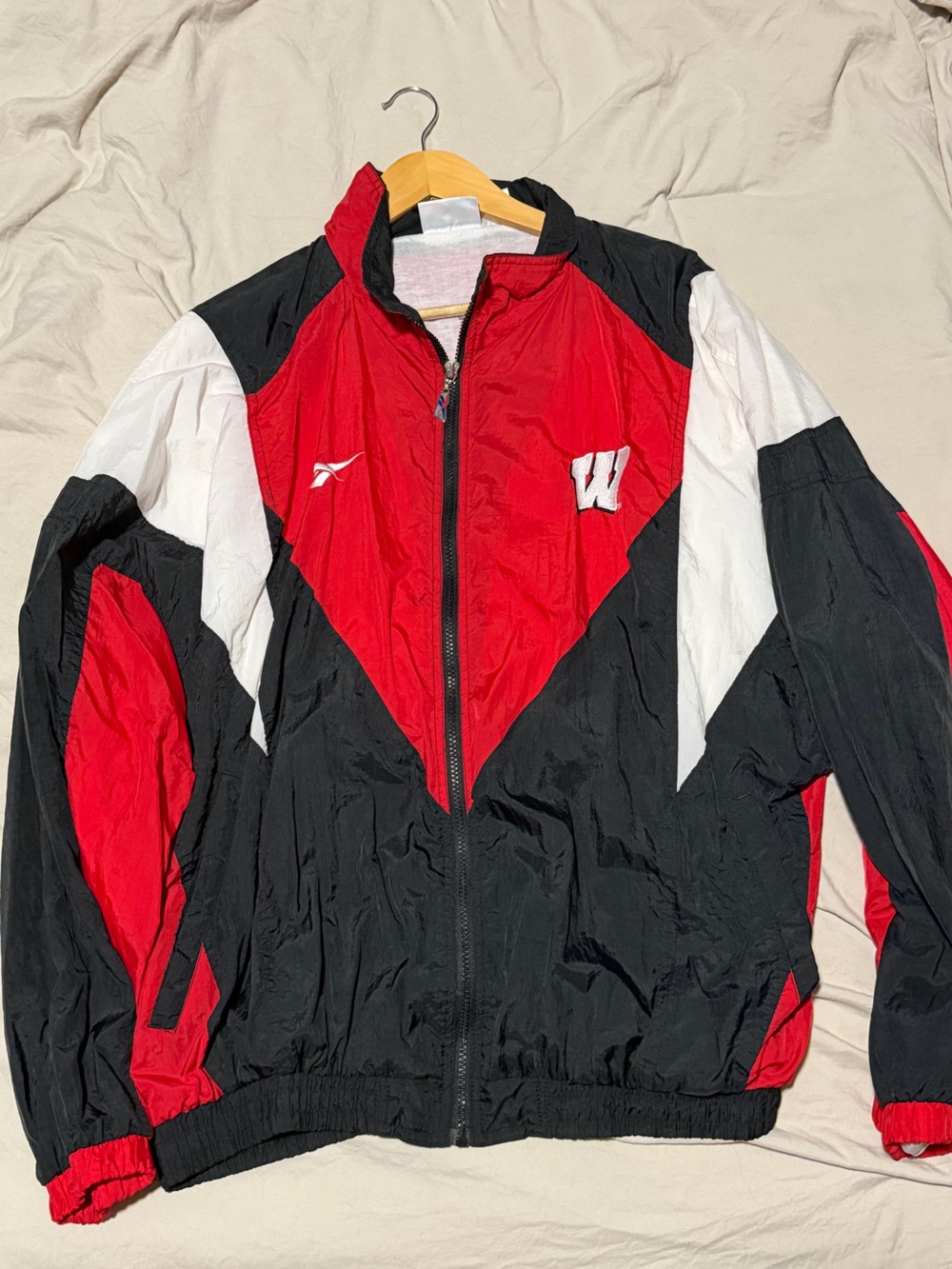Vintage Badgers Red & Black Windbreaker Jacket - Reebok Style